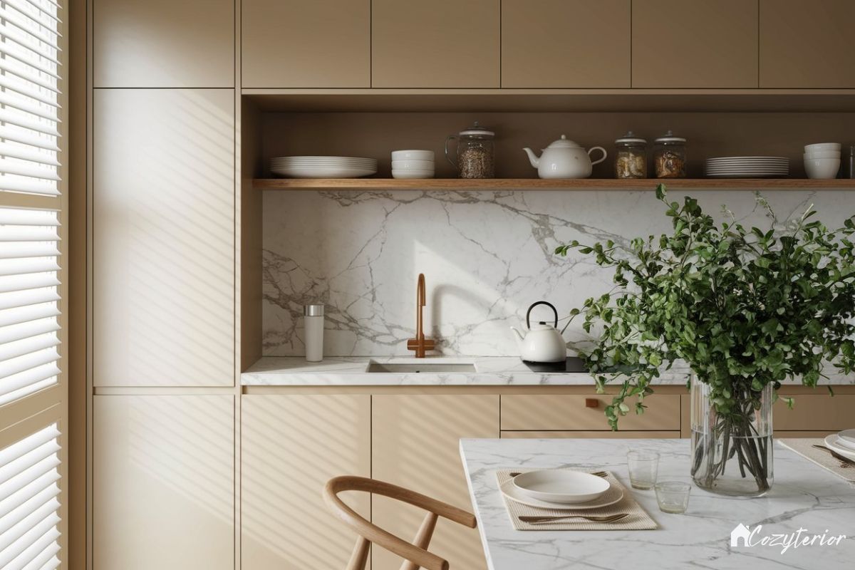 beige kitchen cabinets