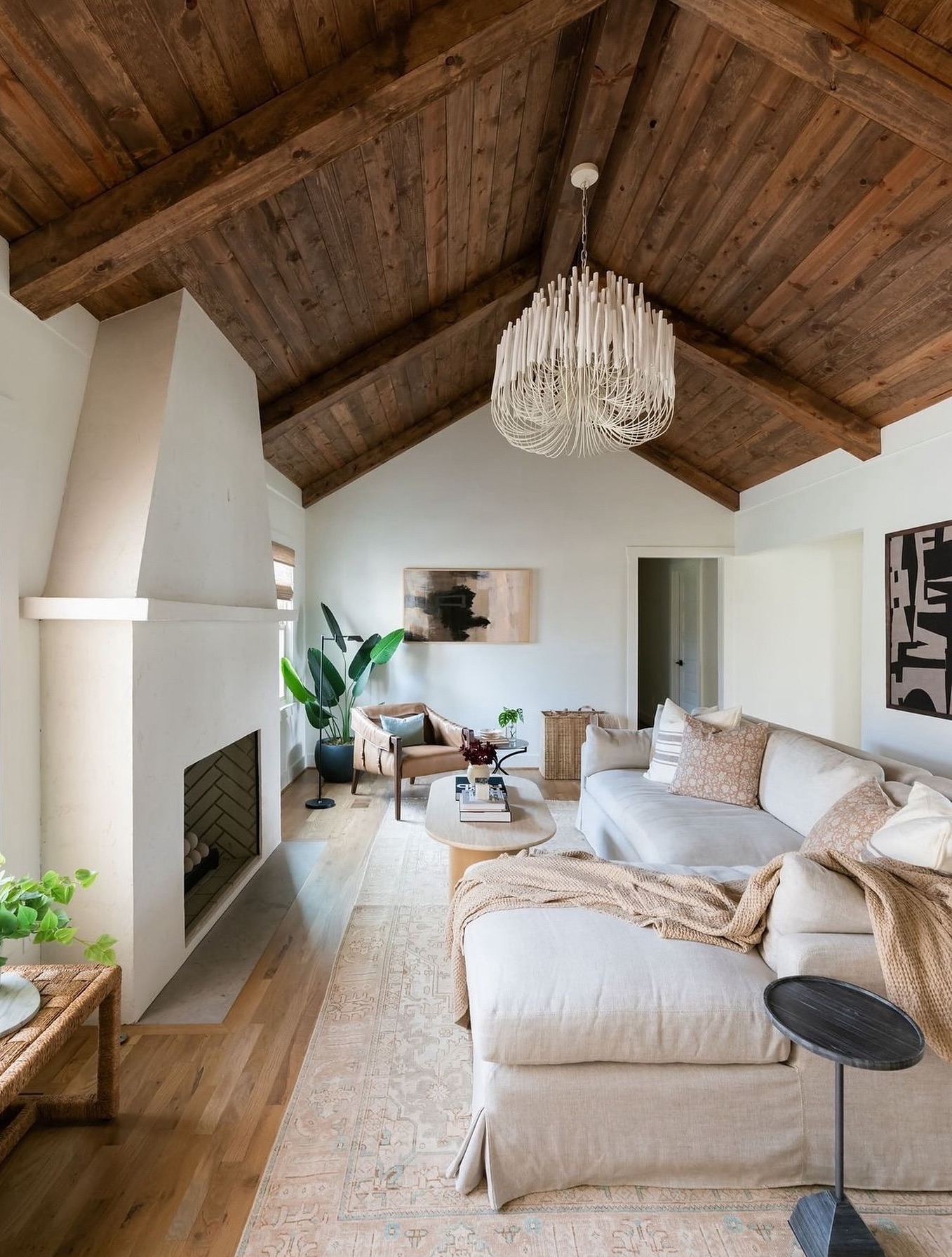 a living room featuring warm neutral French country decor