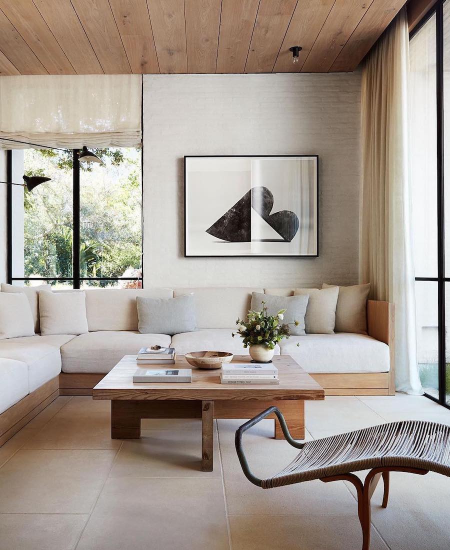 a modern and neutral coastal living room
