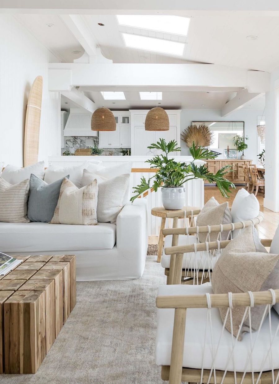 a boho coastal living room