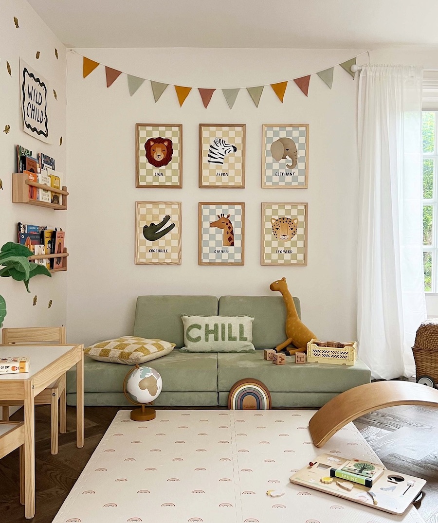 a playroom featuring kids furniture and colorful decor