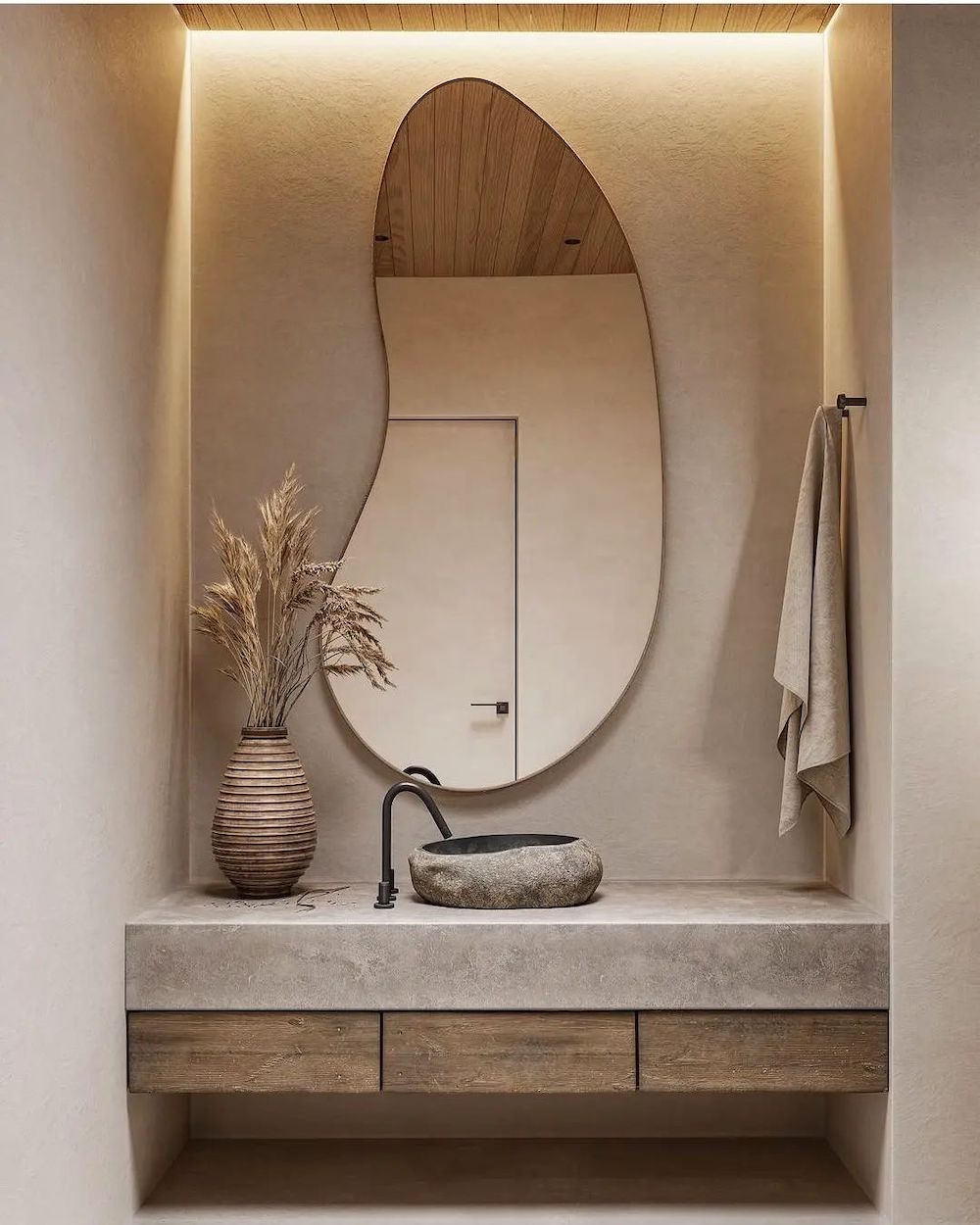 a wabi sabi inspired bathroom