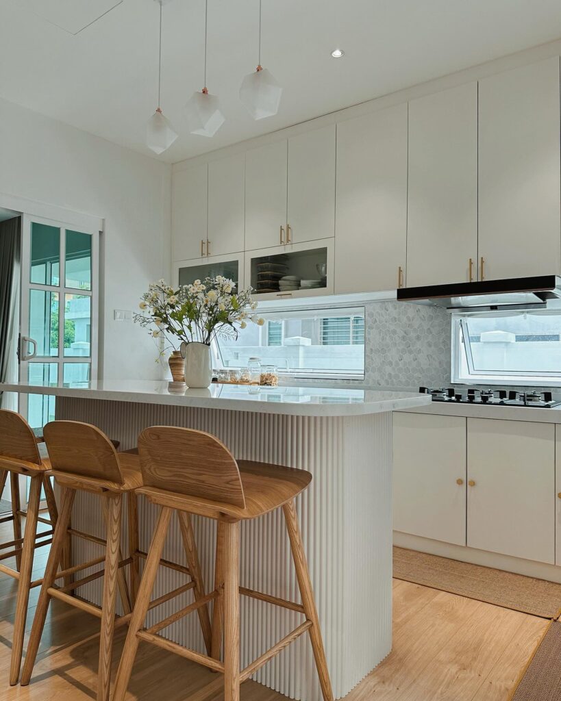 white cabinets with gold handles