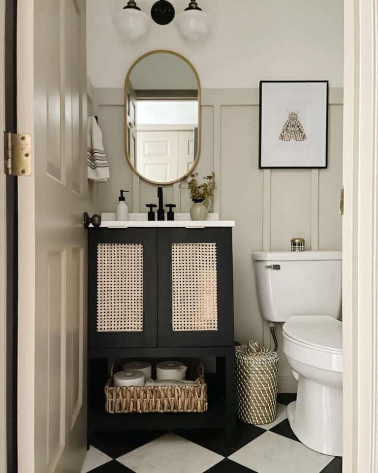 Black and Neutral Modern Bathroom Art Idea