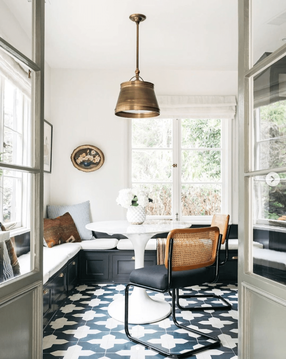 Create Whimsy with a Patterned Floor in a Dining Area